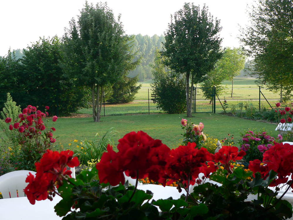 Le jardin ouvre sur un parc