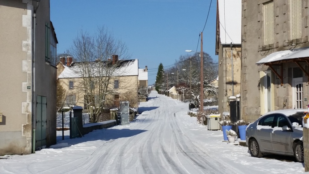 Vue de notre rue sous la neige