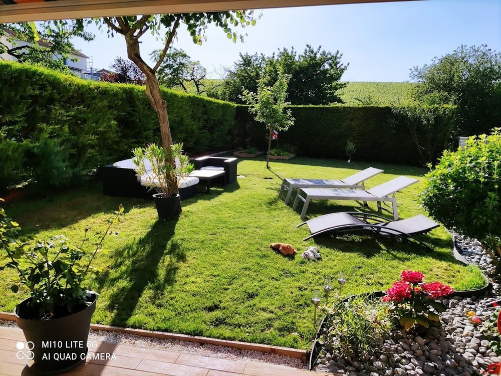 Notre jardin avec vue sur le vignoble champenois 