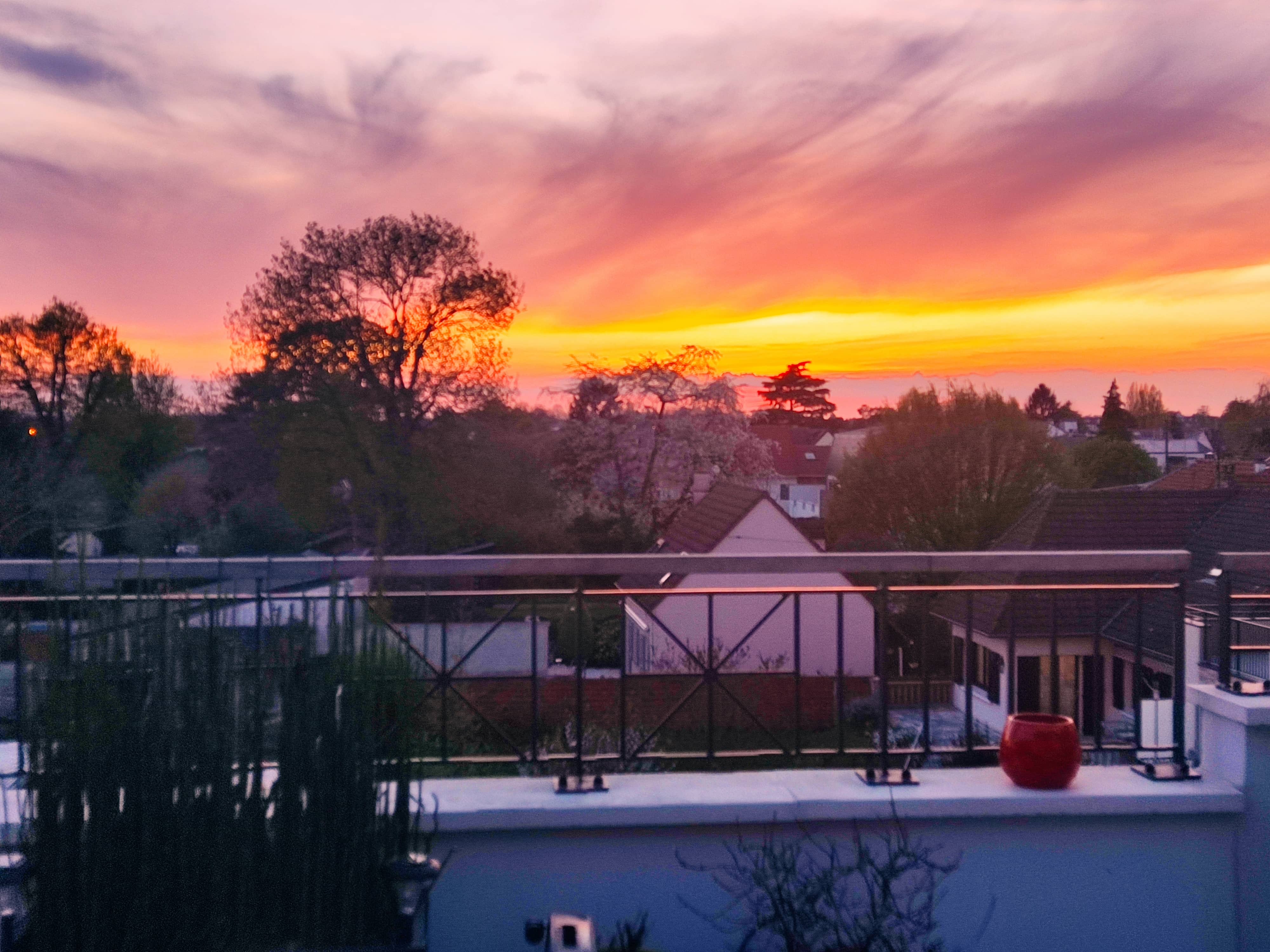 coucher de soleil vue de la terrasse